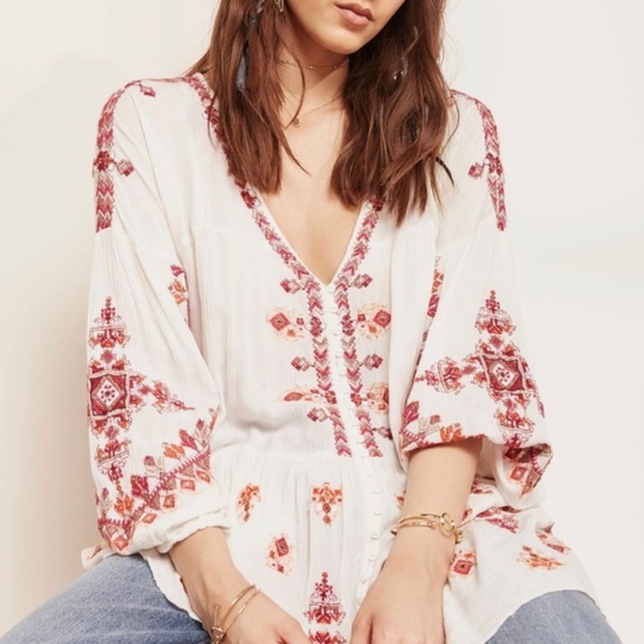 Free People Tops - NWT Free People Arianna Embroidered Tunic Top